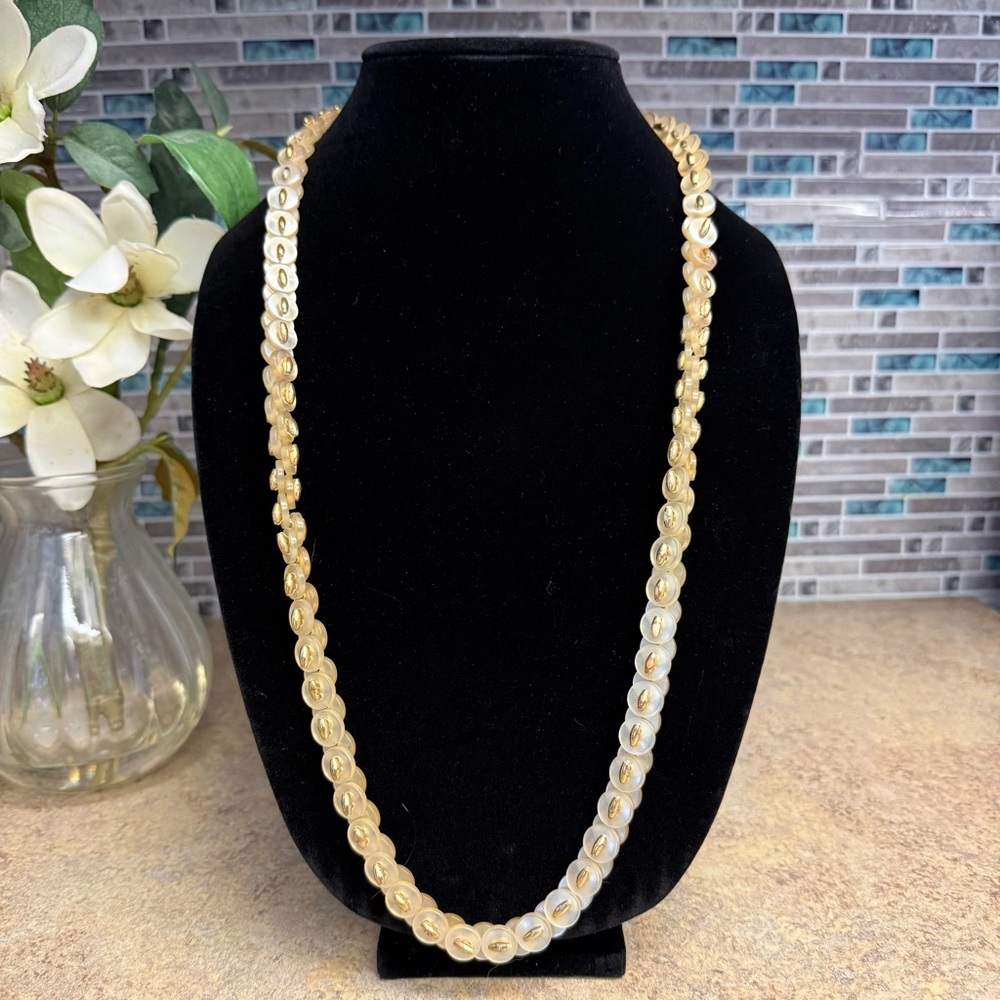 Beautiful vintage cream acrylic button necklace